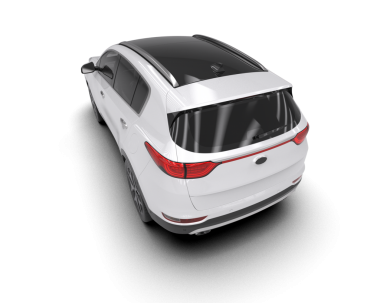 Beyaz arka planda izole edilmiş modern beyaz araba. 3d görüntüleme