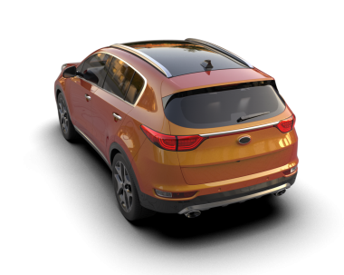 Beyaz arka planda bir araba. 3d oluşturma