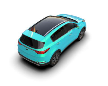 Siyah arka planda bir araba. 3d oluşturma