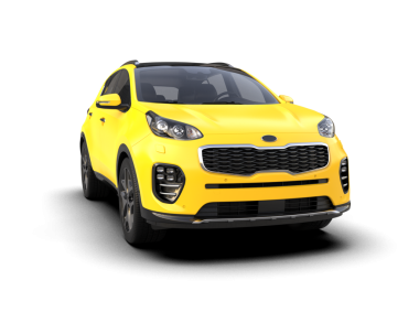 Beyaz arka plan üzerinde izole sarı spor araba