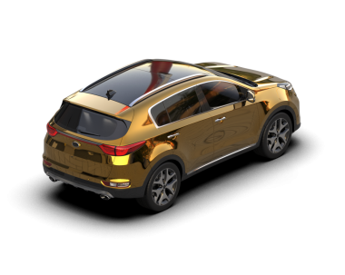 Beyaz arka planda bir araba. 3d oluşturma.