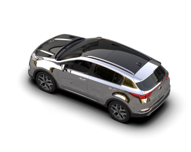 Siyah arka planda modern bir araba. 3d illüstrasyon