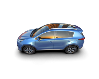 Beyaz arka planda modern lüks bir araba. 3d illüstrasyon