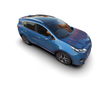 mavi modern elektrikli araba - 3D görüntüleme