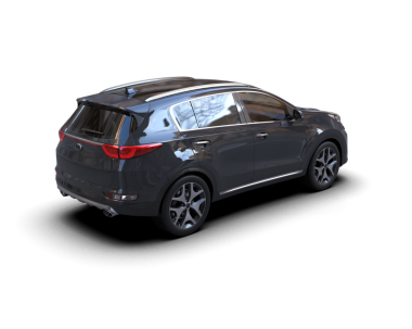 Beyaz arka planda gölgeli siyah lüks SUV. 3d illüstrasyon