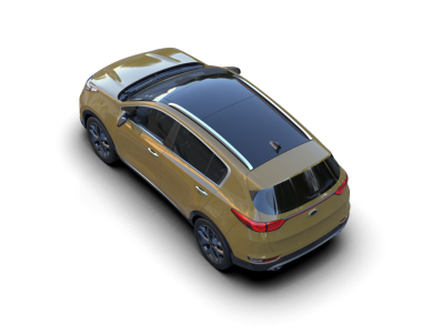 modern SUV arabası siyah arkaplanda izole edildi.