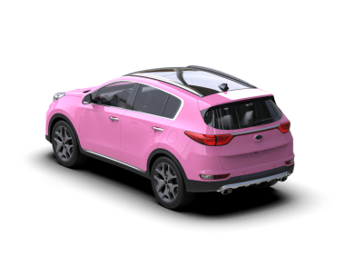 Pembe lüks modern SUV beyaz arka planda. 3 Boyutlu Hazırlama