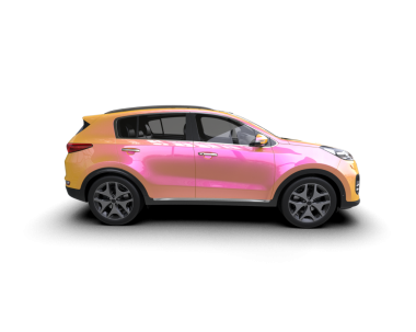 Beyaz arka planda modern bir araba. 3d oluşturma