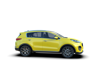 Beyaz arka planı olan modern sarı araba.