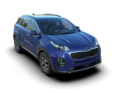 Beyaz arka planda mavi araba. 3d oluşturma