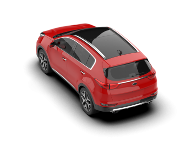 Beyaz arka planda bir araba. 3d oluşturma