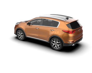 Yan görüşlü gerçekçi bir jip. 3D hazırlama - pankartlar -