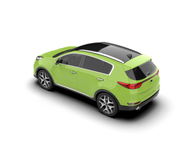 yeşil modern araba gri arka planda izole edilmiş