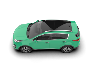 Beyaz arka planda yan çizgileri olan modern yeşil bir araba. Yan görünüş. 3d illüstrasyon