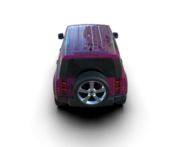 Siyah arka planda bir arabanın 3 boyutlu resmi.