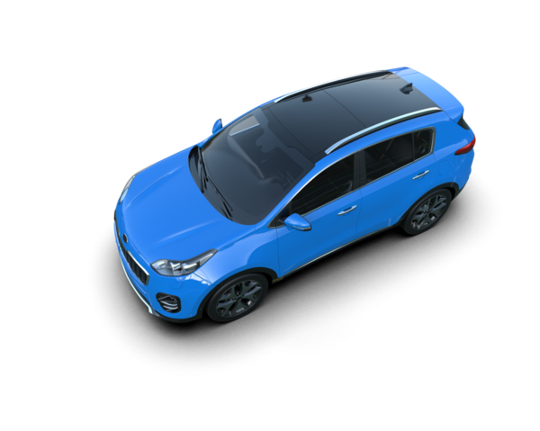 Beyaz arka planda gölgeli modern mavi araba