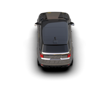 Araba siyah arka planda izole edilmiş. 3d görüntüleme - üst görünüm