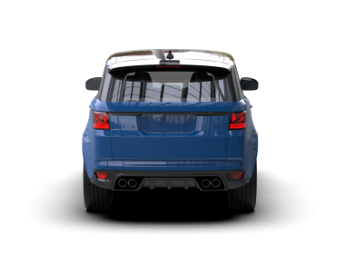 Mavi arazi aracı siyah arka planda izole edilmiş. 3d illüstrasyon.