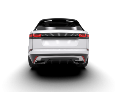 Beyaz arka planda izole edilmiş gerçekçi bir araba. 3d illüstrasyon