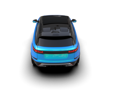 Beyaz arka planda izole edilmiş elektrikli araba. 3D görüntüleme - illüstrasyon