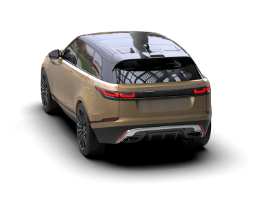 Arka manzaralı lüks bir araba. 3d oluşturma.