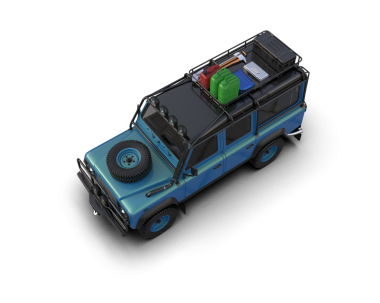 İzole edilmiş siyah arka planda yeşil bir kargo aracının 3 boyutlu görüntüsü.