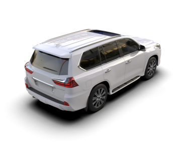 Beyaz SUV arka planda izole edildi. 3D görüntüleme - illüstrasyon