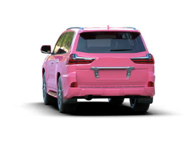 Pembe, modern, beyaz arka manzaralı bir araba.