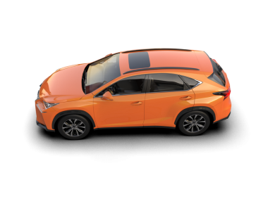 Beyaz arka planda turuncu araba. Yan görünüş. 3d oluşturma