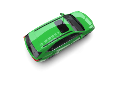 Yeşil arabanın 3 boyutlu görüntüsü beyaz arkaplanda izole edildi.