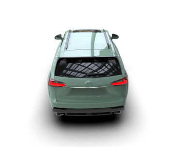 Beyaz arka planda küçük bir arazi aracı. Yan görünüş. 3d oluşturma