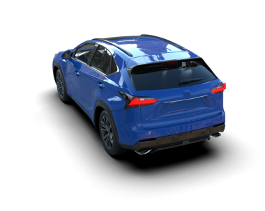 Beyaz arka planda gölgesi olan modern bir araba stüdyoda. 3d oluşturma