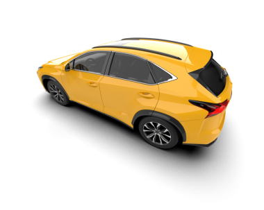 Beyaz arka planda modern bir araba. 3d oluşturma