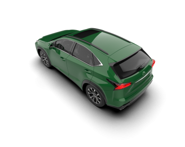 uzun yeşil kuyruklu modern araba - araba - beyaz arka planda ön manzara