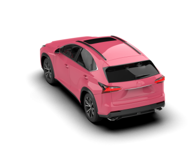 Beyaz arka planda pembe araba 3 boyutlu görüntüleme