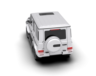 Beyaz arkaplandaki bir arabanın 3 boyutlu canlandırması