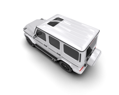 Siyah arka planda beyaz araba, 3 boyutlu görüntüleme