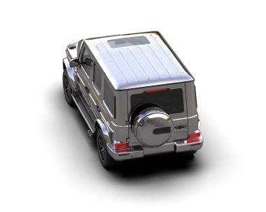 Siyah arkaplanda izole edilmiş geleceksel yansıtıcı bir arabanın 3D görüntülenmesi