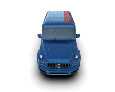 Siyah arka planda mavi bir minivan. 3 Boyutlu Hazırlama.