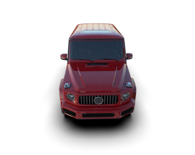 Kırmızı bir kamyonetin 3 boyutlu resmi.