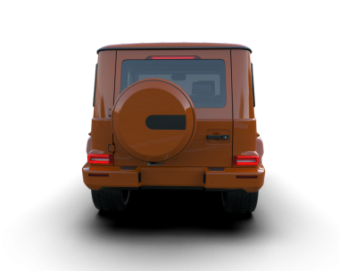 Kahverengi araba beyaz arka planda 3 boyutlu görüntüleme