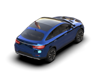 modern lüks araba gri arka planda izole edilmiş, yansımalı - 3 boyutlu illüstrasyon