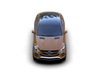 Siyah arka planda lüks sarı bir araba. 3d oluşturma.