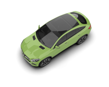 Beyaz arka planda izole edilmiş yeşil bir spor arabanın 3 boyutlu görüntüsü