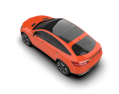 Beyaz arkaplanda izole edilmiş kırmızı jenerik bir arabanın 3 boyutlu görüntülenmesi