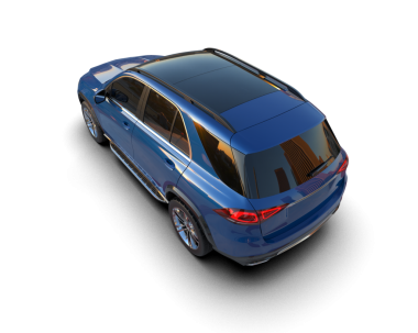 Mavi lüks araba. kırpma yolu ile siyah arkaplanda izole. 3D oluşturuldu