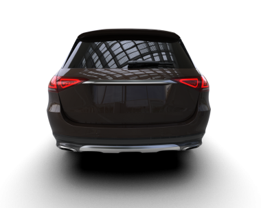 Modern araba arka planda izole edilmiş. 3D görüntüleme - illüstrasyon