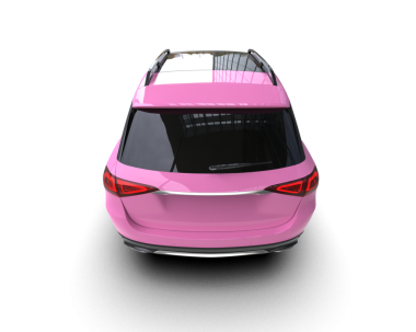 Pembe araba, modern araba. Arka manzara. 3 boyutlu.