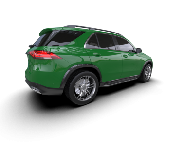 yeşil, modern, uzun kuyruklu lüks araba.