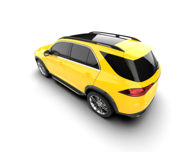 Beyaz stüdyo ortamında izole edilmiş 3 boyutlu markasız bir SUV.